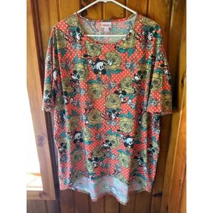 LuLaRoe Disney Mickey Mouse Floral Print Irma  Cute Oversized Size M